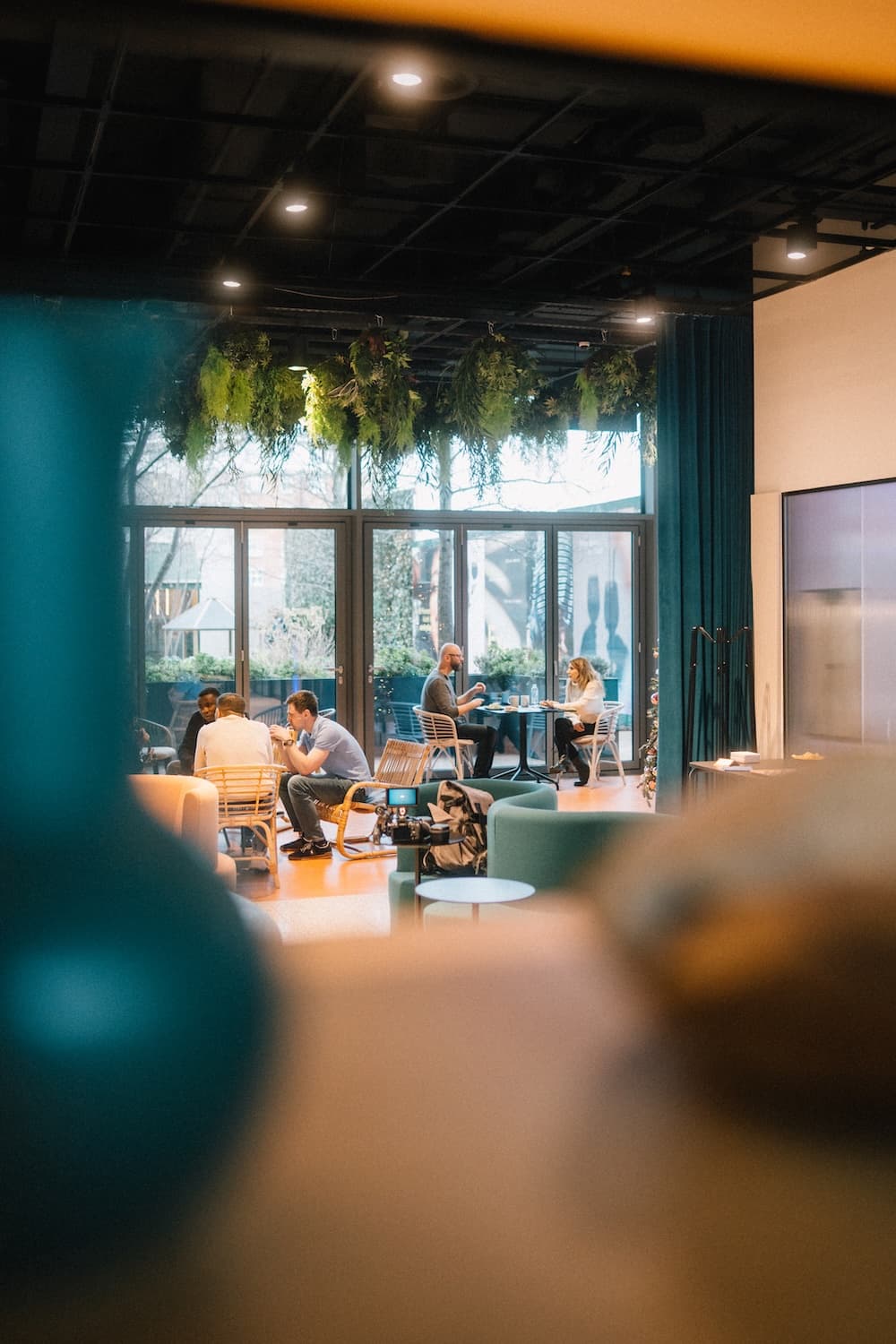 Technology teams collaborating in a shared workspace