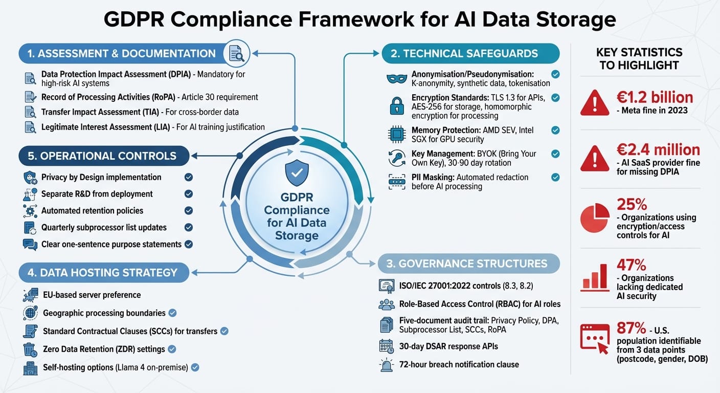 GDPR Compliance Framework for AI Data Storage: 5-Step Implementation Guide