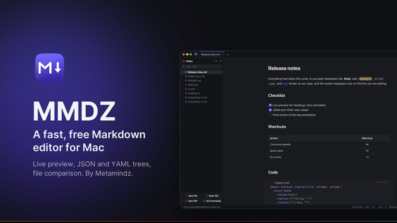 MMDZ, a fast, free Markdown editor for Mac